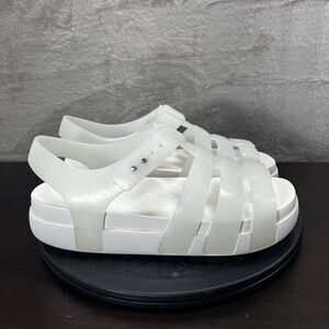 Crocs Splash Glossy Fisherman Womens Size 9 White Platform Comfort Sandals